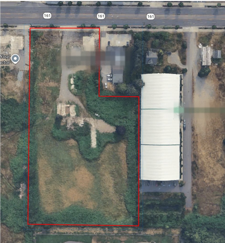 Aerial parcel boundary map, Edgewood design development site