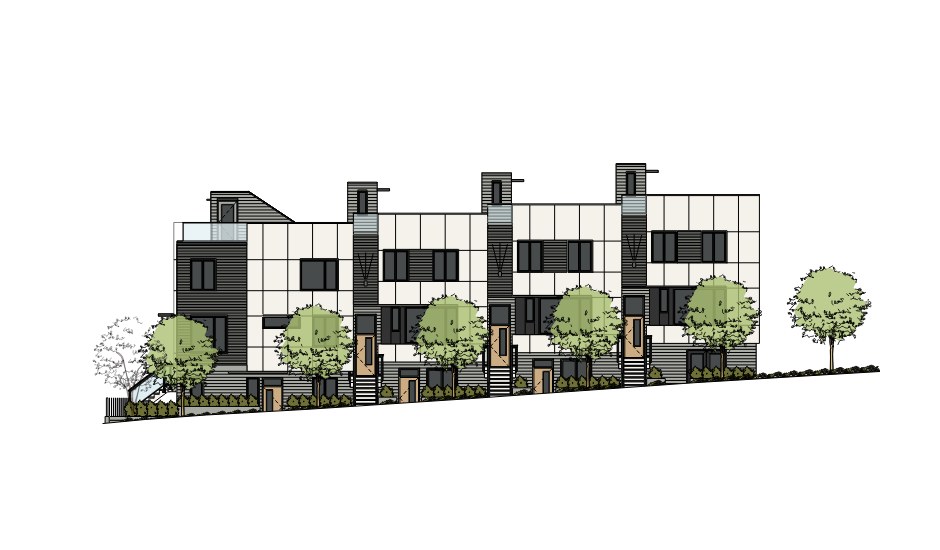 West 26th townhouse development front elevation rendering